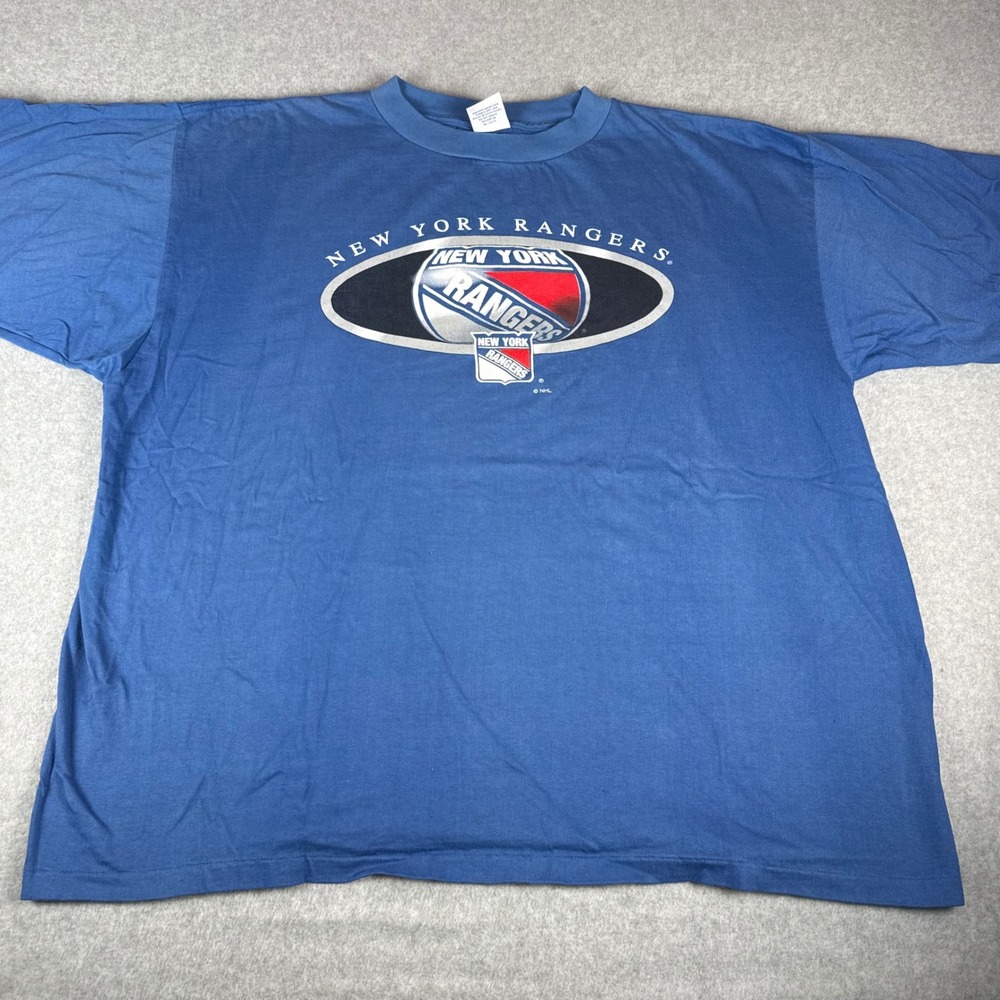 Vintage True-Fan New York Rangers T-Shirt Men XL Blue NHL Single Stitch 90s